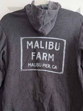 Malibu Farm Gray Hooded Sweatshirt - Malibu Pier Graphic
